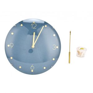 HJLIAN Horloge murale silencieuse a pendule, ronde et sans cadre, pour bar, boutique, maison, cafe, bleu - Neuf