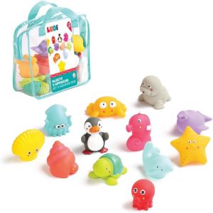 Set 12 Jouets Bain Animaux Marins Aspergeurs &ndash; D&egrave;s 6 Mois, Jouet B&eacute;b&eacute; &Eacute;t&eacute; Piscine Plage Avec Sac De Rangement - Neuf