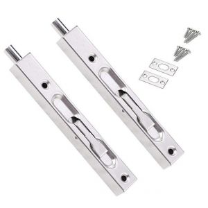 Verrous de porte en acier inoxydable - Lot de 2 verrous coulissants pour portes en bois, durables et faciles à installer, solution de sécurité résistante à la rouille - Neuf