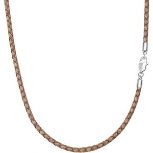 Kal-Cha&icirc;ne En Cuir Tress&eacute; Vintage Collier En Cuir V&eacute;ritable Fermoir En Acier Inoxydable 3mm/4mm De Large Femmes Hommes Cha&icirc;ne Pour Pendentif Charm 45-55cm - Neuf