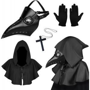 Cauc-Masque Gothique De M&eacute;decin De La Peste, Masque R&eacute;tro De Style Steampunk Pour Cosplay, Masque &Agrave; Bec Et Gants Noirs, Accessoires Pour D&eacute;guisement D&iquest;Halloween - Neuf