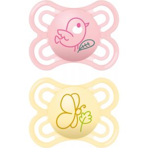 Lot De 2 T&eacute;tines Extra Fines Et Souples,Plates Et Sym&eacute;triques En Silicone Skin Soft Silicone,Faciles &Agrave; Accepter,Avec Bo&icirc;te Auto-St&eacute;rilisatrice,Perfect,Rose Mat,2 &Agrave; 6 Mois Random Model - Neuf