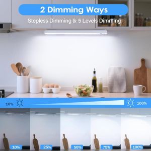 Lampe De Placard 25Cm Lot De 3, Eclairage Led Rechargeable Interieur Placard 6500K Dimmable 10%-100% Lampe Armoire Detecteur Mouvement 2000Mah Auto Lumiere Sans Fil Reglette Escalier Cuisine - Neuf