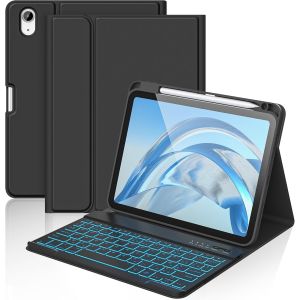 KALANKA-pour iPad A16 10/11e g&eacute;n&eacute;ration avec Clavier 11/10,9 Pouces(2025/2022),Clavier sans Fil Amovible avec r&eacute;tro&eacute;clairage 7 Couleurs et Support pour Stylet (Obscurit&eacute;) - Neuf