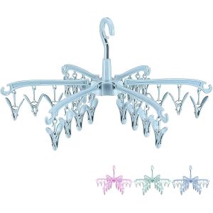 KALANKA-Etendoir Linge Interieur Exterieur,&Eacute;tendoir Chaussette S&eacute;choir Tourniquet Chaussettes 360&deg;Rotatif &Eacute;tendoir Chaussettes Plastique S&eacute;choir avec 24Pinces pour Chaussettes sous-v&ecirc;tements V&ecirc;tement - Neuf