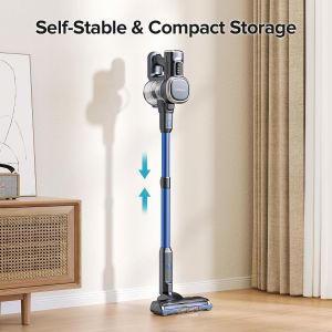 Aspirateur Balai sans Fil 27000pa, Aspirateur sans Fil Puissant 220W, 50min d'Autonomie Aspirateur avec Brosse Anti-Emm&ecirc;lementet et 2 Filtre pour Sol Dur, Tapis et Poils d'animaux - Neuf