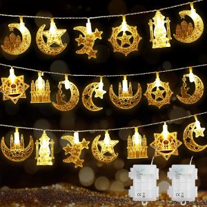 Trahoo-2pcs Guirlande Lumineuse Ramadan, 6,4 M 40 Leds Guirlande Lumineuse Eid Al Adha, D&eacute;coration Ramadan De L'a&iuml;d Moubarak &Agrave; Piles Pour Pour F&ecirc;te Eid Maison Jardin Int&eacute; - Neuf