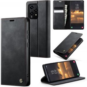 Honor 200 Lite Premium Pu Leather Case With Card Slots Wallet Case With Stand Function Flip Case Cover Honor 200 Lite  Black - Neuf