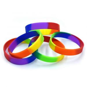 Gay Pride Wristbands - 48pcs Lgbt Lesbian Rainbow Silicone Bracelets - Neuf