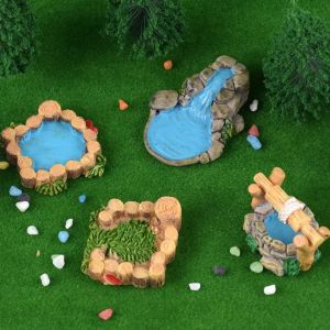 Lot de 4 mini fontaines de jardin portables en résine, modèle de bureau, décoration pour la maison et le bureau - Neuf