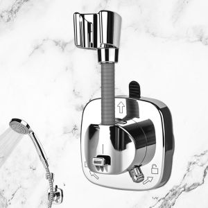 Support de pommeau de douche rotatif à 360° avec ventouse,support de pommeau de douche avec adaptateur en silicone,capacité de charge de 10 kg pour douchette à main,support à ventouse sans - Neuf