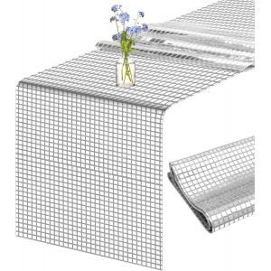 Chenquansarl-Chemin De Table Pour Fête Disco - 30 X 275 Cm - Argenté - Paillettes - Boule Disco - Runner De Table Des Années 70 Et 80 - Décoration Boule Disco - Paillettes - Pour Thème Disco, Anniver - Neuf