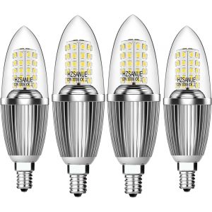 Ampoule Led En Forme De Bougie E14 12w, &Eacute;quivalent 100w Ampoule Incandescente, 6000k Blanc Froid, 1350lm, Ampoule Led, Ampoule Bougie Petit Edison &Agrave; Vis, Lot De 4 - Neuf