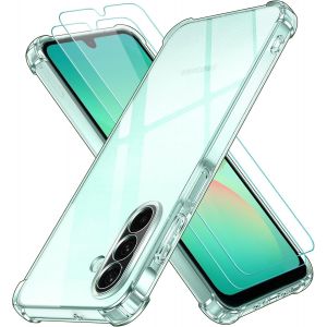 CMJAAGUR-3 En 1 Coque Pour Samsung Galaxy A26 5G Avec 2 Pièces Verre Trempé, Ultra Transparent Étui De Protection En Silicone Antichoc, Souple Tpu Anti-Rayures Bumper Housse[J139] - Neuf