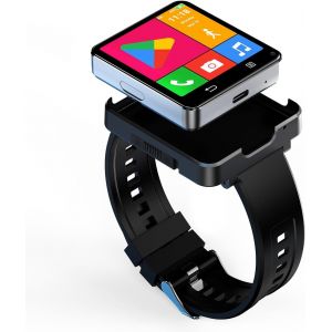 Montre intelligente 4G LTE pour homme, 4 Go de RAM + 64 Go de ROM/128 Go de ROM, Android 11 WiFi, GPS, emplacement pour carte SIM 8 MP 1200 mAh, lecteur de musique vidéo, moniteur de fitness HD grand - Neuf