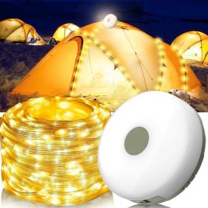 JGD-Guirlande Lumineuse Camping, 10M Guirlande Lumineuse Portable et &eacute;tanche pour l'ext&eacute;rieur, 8 Modes USB Guirlande Lumineuse Escamotable Camping pour Exterieur F&ecirc;te Jardin Randonn&eacute;e(blanc chaud) - Neuf