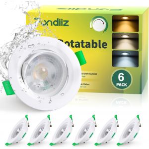 Subzonal-Spot Led Encastrable Dimmable, 5w 480lm Spots De Plafond Orientable Blanc Chaud 2700k Blanc Neutre 4000k Blanc Froid 6000k R&eacute;glable, Ip44 Spot Encastr&eacute; Salle De Bain, Trou &Oslash;70-80mm, Lot De 6 - Neuf