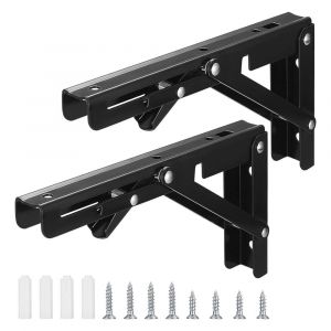 Lot De 2 Supports D'étagère Pliables De 20 Cm, Supports De Console Pliables, Supports D'étagère D'angle Pliables Robustes, Support De Console Rétractable Pour Garage, Cuisine Et Chambre À Coucher - Neuf