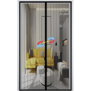 Moustiquaire Porte Magnétique, Auto-Adhésif Rideau en Maille, Fermeture Automatique, sans Perçage, pour Couloirs Patio Portes-Black-A|70x200cm(27x78inch) - Neuf