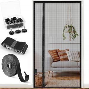 Wag-Moustiquaire À Ouverture Latérale Pour Porte Coulissante Et Droite, Tête De Porte Plus Large De 3,8 Cm, Sans Perçage, Pour Porte Coulissante, Porte De Terrasse, 90 X 220 Cm - Neuf