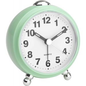 R&eacute;veil analogique, 60.1030.09, Look r&eacute;tro, Mouvement Silencieux, Horloge de Table, id&eacute;al pour Chambre d'enfant, Chambre de b&eacute;b&eacute;, Couleurs Pastel, Petit r&eacute;veil, Beige - Neuf