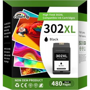 302 302XL Cartouche d'encre Noir Remplacement pour Cartouche HP 302 Noir pour Cartouche Imprimante 302 XL pour OfficeJet 3831 5232 4650 4658 5230 DeskJet 3630 3636 3639 Envy 4524 4527,1 Pack. - Neuf