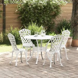 Vidaxl Ensemble De Salle &Agrave; Manger Pour Jardin 5 Pcs Blanc Aluminium - Neuf