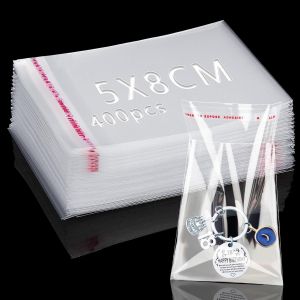 400 Pièces Sachet Plastique Transparent 5x8cm Sachet Bonbon Sac Auto Adhesif Transparent Sachet Cellophane OPP Sachet Emballage Sachets Plastique Biscuits pour Chocolats Bonbon Bijoux Cadeau Noel - Neuf