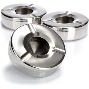 Cendrier en acier inoxydable,cendrier coupe-vent avec couvercle amovible pour éviter les cendres volantes,3 pièces - Neuf
