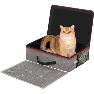 Shiliu-Bac À Litière Portable Pour Chat Avec Couvercle Zippé+1*Pelle À Litière+1*Tapis, Litiere Pour Chat Pliable Léger Et Étanche [ - Neuf
