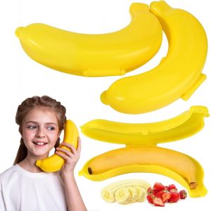 LETNERNY-Grand Boite Banane,Lot De 3 Boîtes À Bananes,Banane Etui Protecteur,Rcipient De Conservation Des Aliments,Porte Banane,Protège La Banane Contre L'Écrasement, Pour Travail,École,Voyage - Neuf