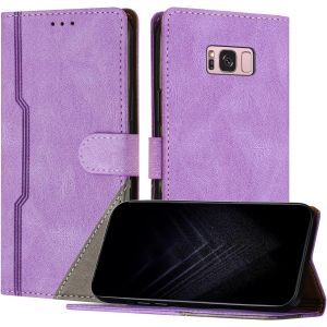 KAL-&Eacute;tui Pour Samsung Galaxy S8 Plus, Housse En Cuir Pu Avec [Protection Antichoc Tpu] [Fonction Support] [Porte-Cartes ] Antichoc Magn&eacute;tique Coque Pour Galaxy S8 Plus - Violet - Neuf