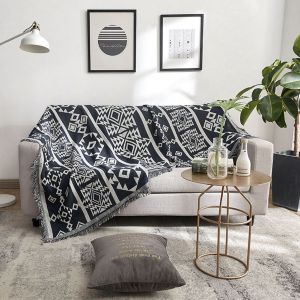 HJLIAN Housse de canape epaisse a motifs geometriques noirs et blancs (180 x 230 cm) - Neuf