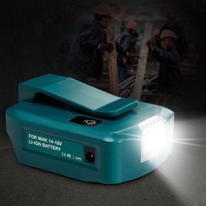 Makita ADP05 Adaptateur d'Alimentation pour les 14-18 V Lithium-Ion Batterie - Chargeur USB, 12V DC Port, Lampe à LED (Compatible avec Irobot Roomba) - Neuf