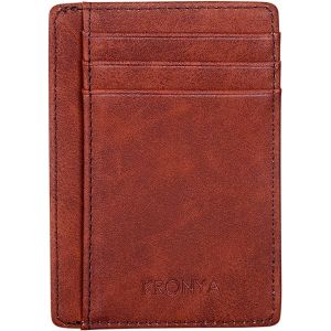 Portefeuille &eacute;l&eacute;gant en Cuir avec Protection RFID | Portefeuille Porte-Monnaie Porte-Poche Titulaire de la Carte de Cr&eacute;dit (Brun) - Neuf