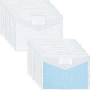 ERYI-Pochette Porte-Document A4 20 Pièces Pochette Plastique A4 Transparente Porte-Documents Avec Bouton Pochette-Plastique A4 Avec Bouton Pochettes Plastiques Perforées A4 Pour Documents - Neuf
