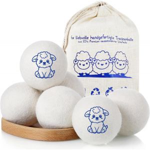 Lot De 6 Boules De Séchage En Laine De Mouton - Boules De Séchage Pour Sèche-Linge - S Gain De Temps De Séchage Boules De Feutre Pour Sèche-Linge - Respectueuses - Neuf