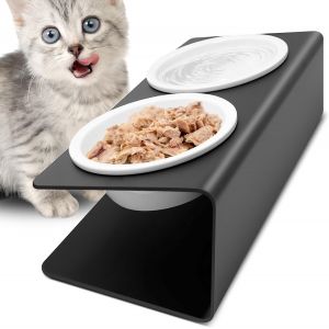 Cmws-Gamelle Chat Surélevée, Gamelle Pour Chien Avec Support En Métal Antidérapant Incliné À 15°, Bols Chat Ceramique De Nourritur - Neuf