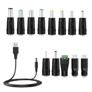 Chargeur Multi Embout Usb Vers Dc 5.5Mmx2.1Mm, C&acirc;ble Dc 1M Universel Avec 13 Connecteurs Pour Chargeur Pc Portable Universel, Chargeu R Ordinateur Universe L, Tablettes, Routeurs, Haut-Parleurs, Etc. - Neuf