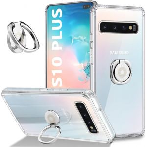 LORANKA-Transparente Housse pour Samsung Galaxy S10 Plus Coque avec Anneau, Support Rotatif 360 &deg;, Slim Transparente Case Protection Antichoc Silicone Souple TPU &Eacute;tuis pour Samsung Galaxy S10 Plus - Neuf