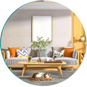 CAP-Miroir 30x30 CM Adhesif Mural Verre Rond Petit Autocollant Decoratif Collant pour Salle de Bain, Cuisine, WC - Neuf