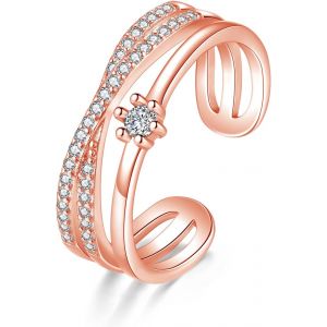 Kahfl-Bague En Argent Sterling 925 Pour Femme-Bague Enroulée Infinity À Trois Couches Avec Zircone Blanche-Réglable-Minimaliste-Bague De Pouce Empilable Tendance Avec Boîte Cadeau - Neuf