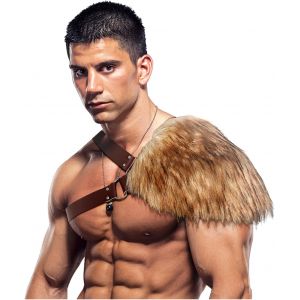 CAUC-Epaule en Fourrure de Viking Homme Armure d'&eacute;paule Accessoire pour Costume M&eacute;di&eacute;val LARP (Marron) - Neuf