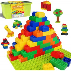 KALWL-Brique De Construction,Compatibles Gros Blocs De Construction,Grands Blocs De Construction Pour Les Tout-Petits &Agrave; Partir De 2 Ans Avec Bo&icirc;te En Pierre - Neuf
