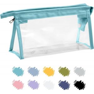KALANKA-Trousse Scolaire, Trousse Transparente Scolaire Garcon et Fille, Trousse Toilette Transparente Hommes, Femmes, Pochette Maquillage de Voyage, Trousse Ecole, Pencil Case Bleu Clair,IR x 1 - Neuf