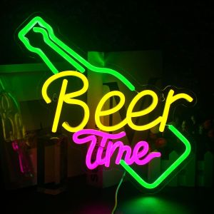 Enseigne Lumineuse Led Jaune Beer Time Pour Décoration Murale, Usb, Idéale Pour Un Bar, Un Club, Une Maison, Un Mariage, Une Fête D'anniversaire Ou Comme Cadeau - Neuf