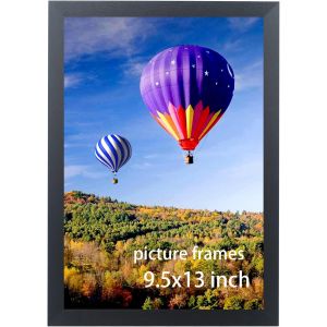 CMWX-Cadre photo de 24,1 x 33 cm en bois massif de 24,1 x 33 cm, cadre photo de 24,1 x 33 cm, noir, convient pour photo panoramique, affiche, peinture, photo de groupe, puzzle (UX22B9513) - Neuf