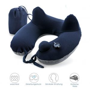 Oreiller De Voyage Gonflable Ymiko, Oreiller De Voyage Agreablement Doux, Housse D'oreiller Lavable, Leger - Neuf