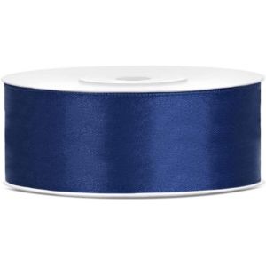 Ruban De Satin Bleu Foncé - 25 M De Long - 25 Mm De Large - Ruban Décoratif En Tissu - Bleu Marine - Neuf