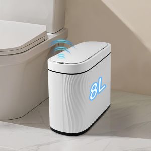 MEVRONISSHOP-Poubelle de Salle de Bain, Poubelle Intelligente de Salle de Bain 8L avec capteur Automatique, &Eacute;tanche Et Silencieuse Poubelle &agrave; capteur &eacute;troite pour Chambre Salles de Bain Toilettes Cui - Neuf